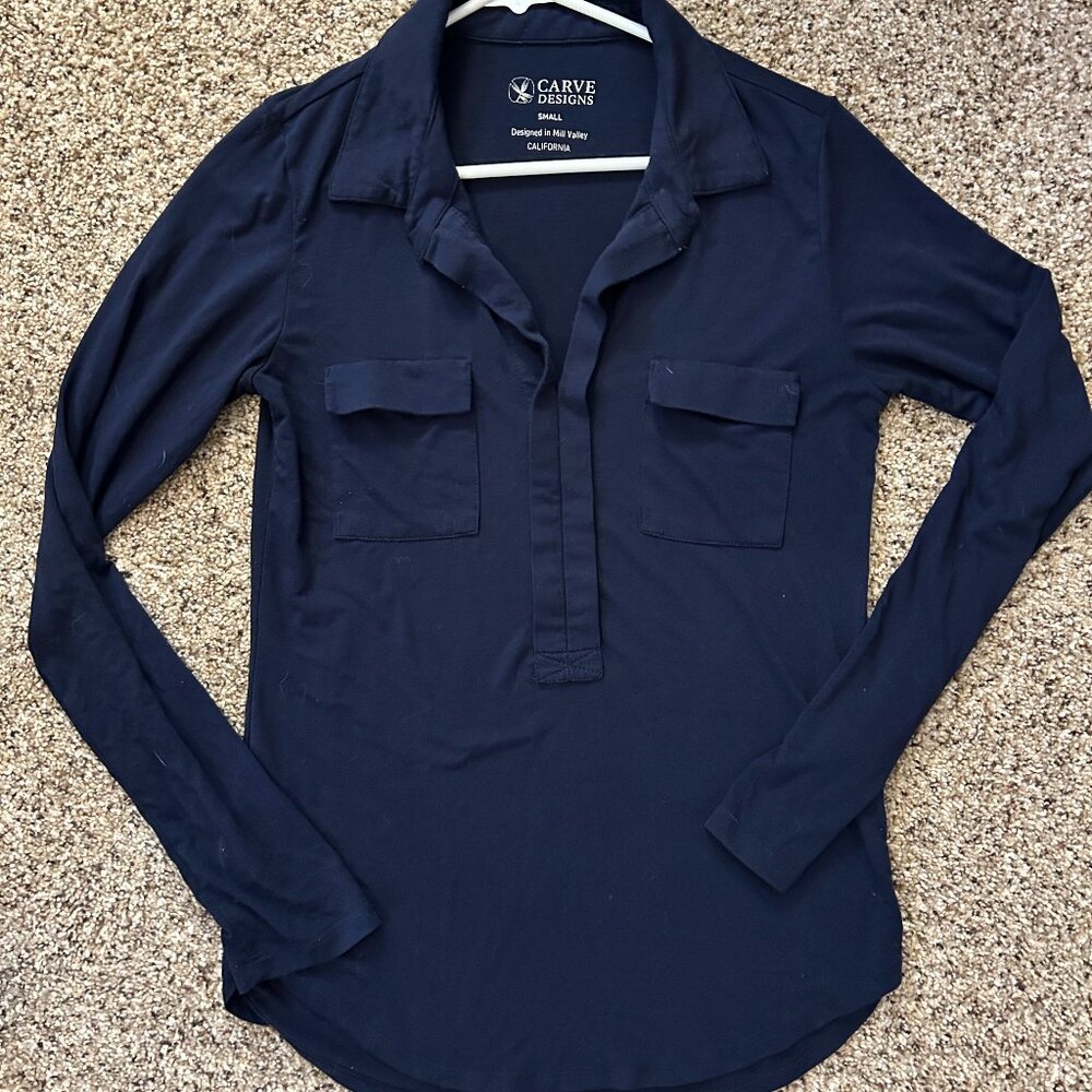 Carve Designs Womens Small Navy Top